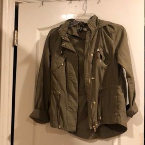 Army green jacket with hoodie